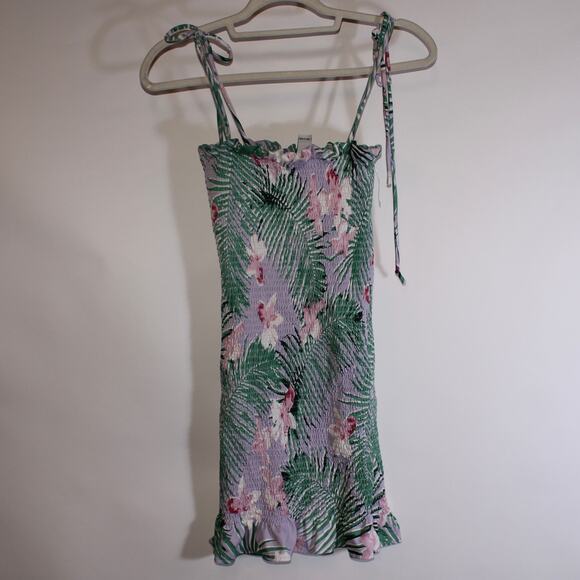 Ravamped Tropical Bodycon Smocked Mini Dress Size XS - Picture 1 of 5